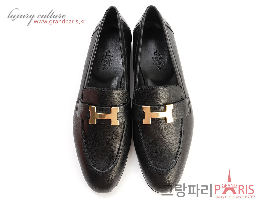 에르메스 파리 로퍼 블랙 금장 36