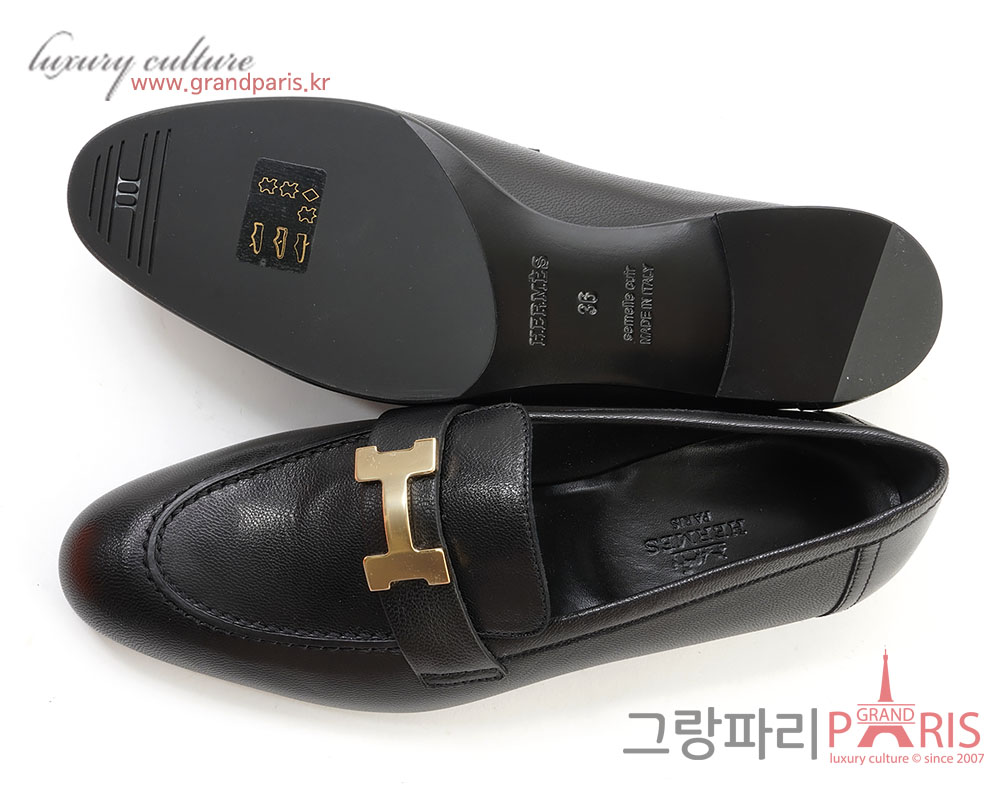 에르메스 파리 로퍼 블랙 금장 36