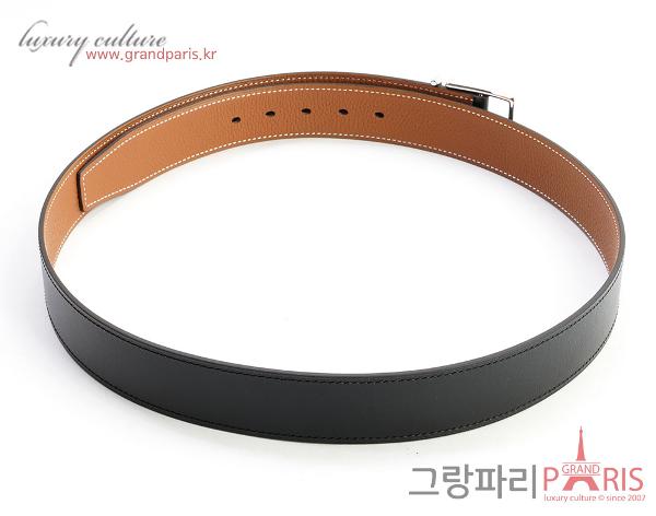 에르메스 나단 리버시블 남성 벨트 95 블랙 골드 은장 U 