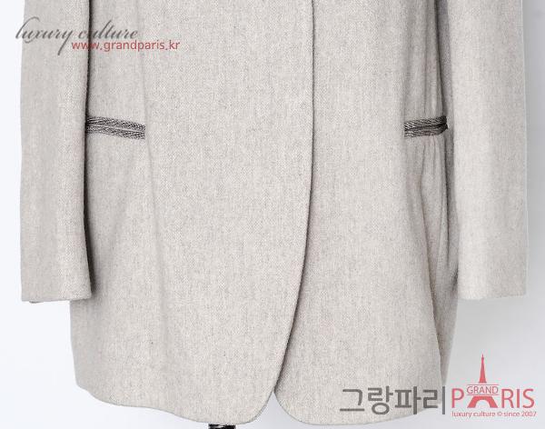 브루넬로쿠치넬리 라이트그레이 캐시미어 모넬리 롱 자켓 40