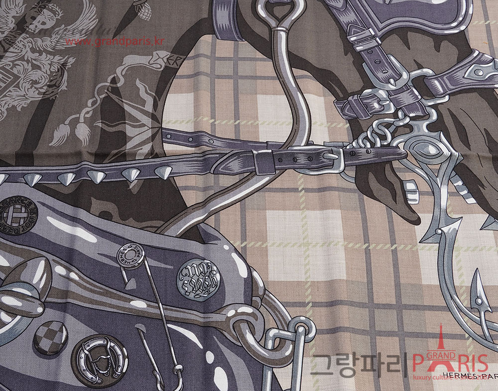 에르메스 까레 스카프 캐시미어 남성 머플러 네츄럴 카키