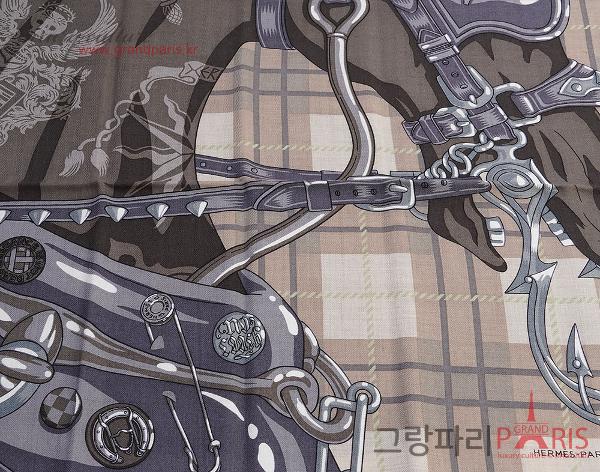 에르메스 까레 스카프 캐시미어 남성 머플러 네츄럴 카키