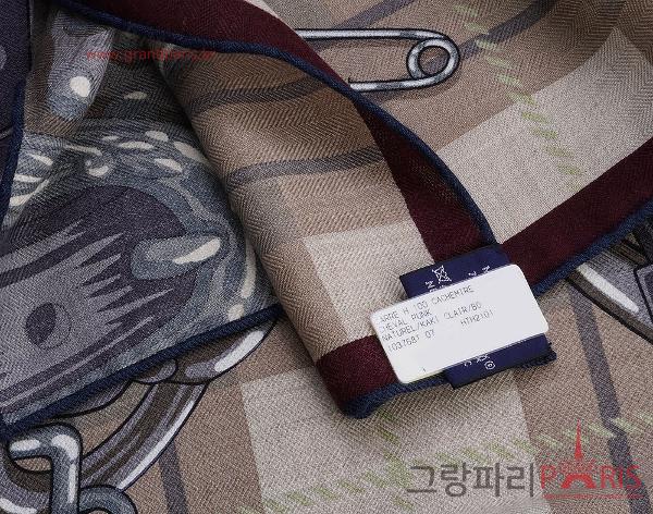 에르메스 까레 스카프 캐시미어 남성 머플러 네츄럴 카키