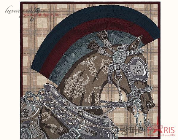 에르메스 까레 스카프 캐시미어 남성 머플러 네츄럴 카키