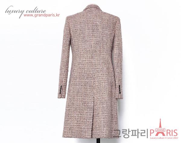 디올 핑크 베이지 브라운 멀티 트위드 코트 38