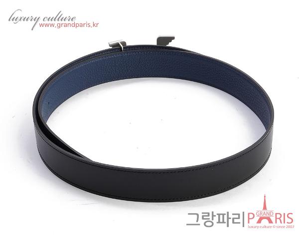 에르메스 페가수스 벨트 리버시블 레더 스트랩 32mm 블랙 블루 매트 은장 85