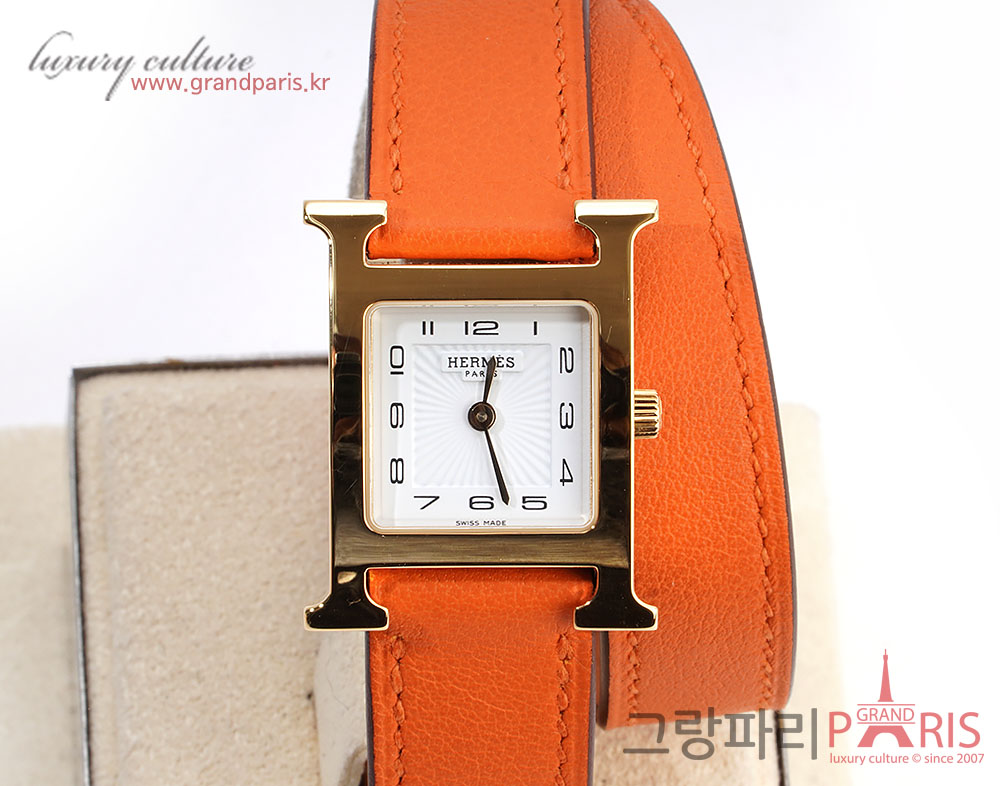 에르메스 H아워 오렌지 금장 더블스트랩 HH1.201.131
