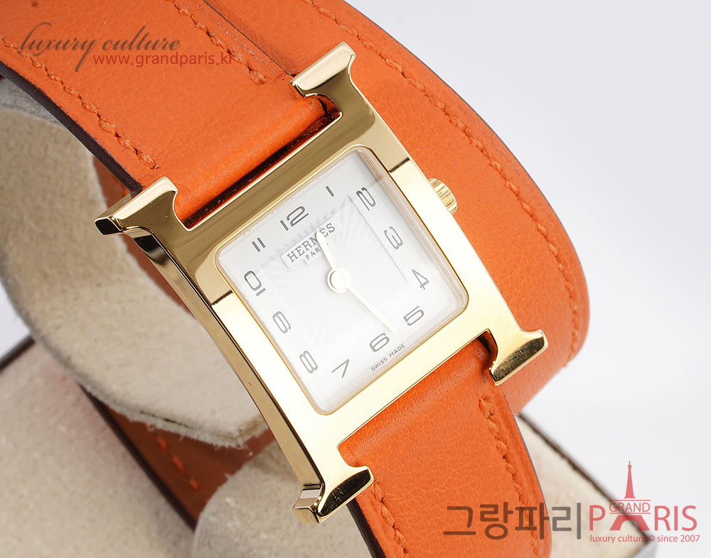 에르메스 H아워 오렌지 금장 더블스트랩 HH1.201.131