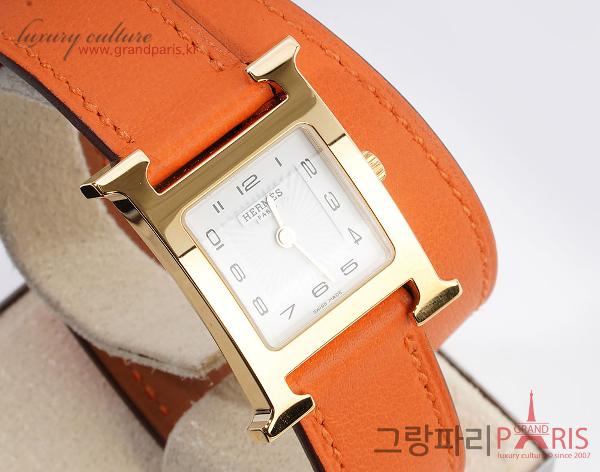 에르메스 H아워 오렌지 금장 더블스트랩 HH1.201.131