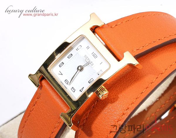 에르메스 H아워 오렌지 금장 더블스트랩 HH1.201.131