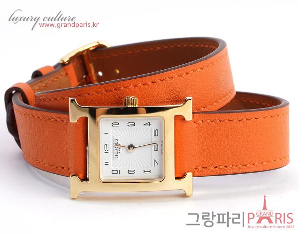에르메스 H아워 오렌지 금장 더블스트랩 HH1.201.131