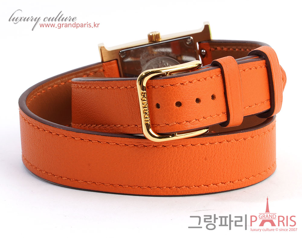 에르메스 H아워 오렌지 금장 더블스트랩 HH1.201.131