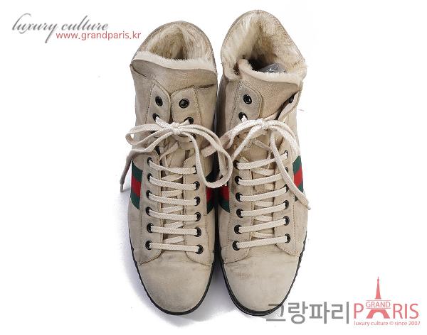 구찌 스웨이드 삼선 하이탑 스니커즈 38