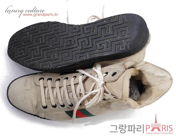 구찌 스웨이드 삼선 하이탑 스니커즈 38
