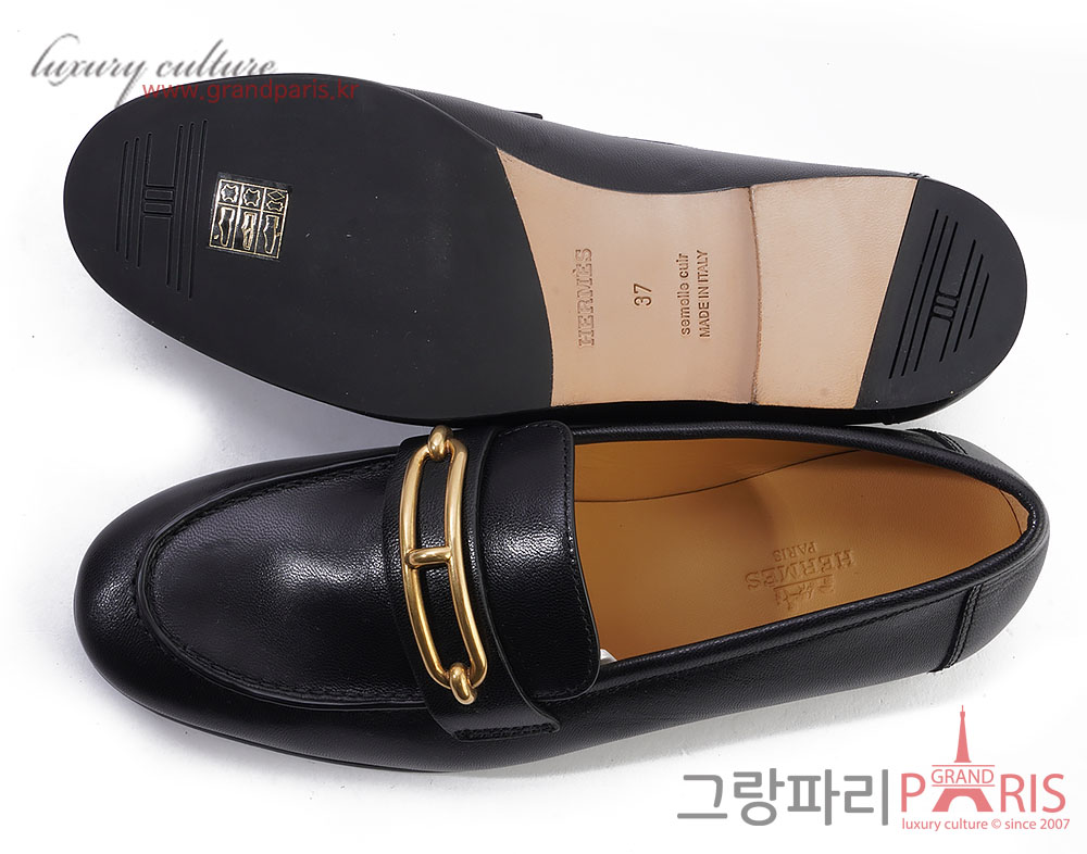 에르메스 룰리스 로퍼 블랙 무광금장 37