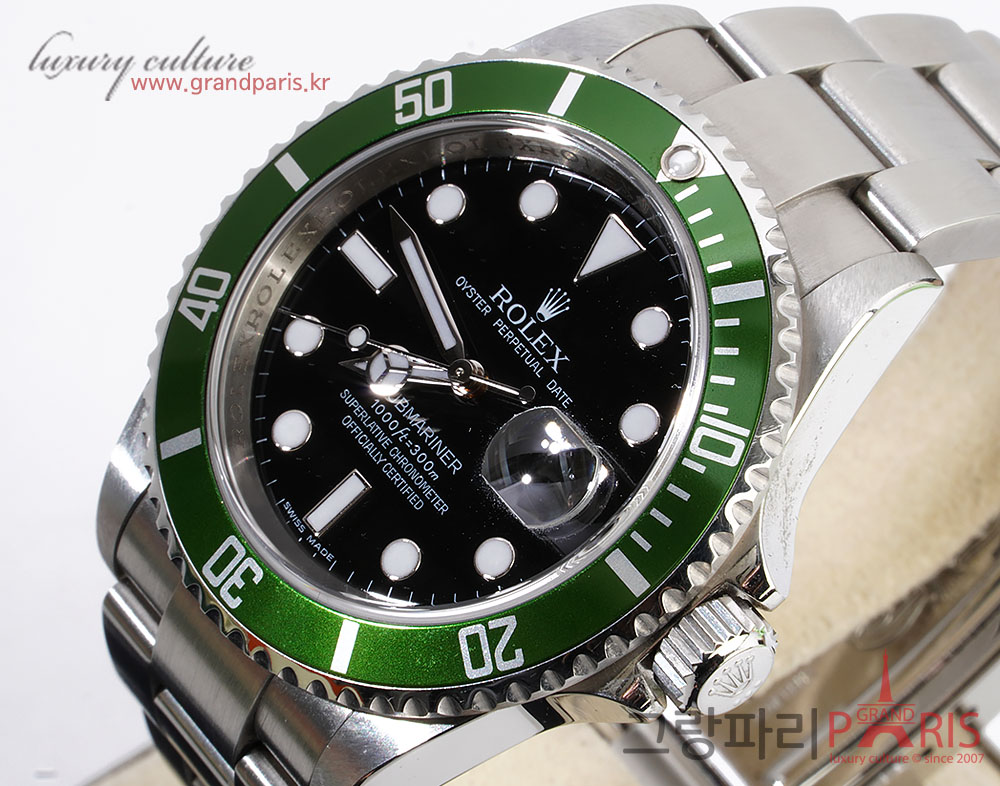 로렉스 서브마리너 데이트 그린 40mm 16610LV 