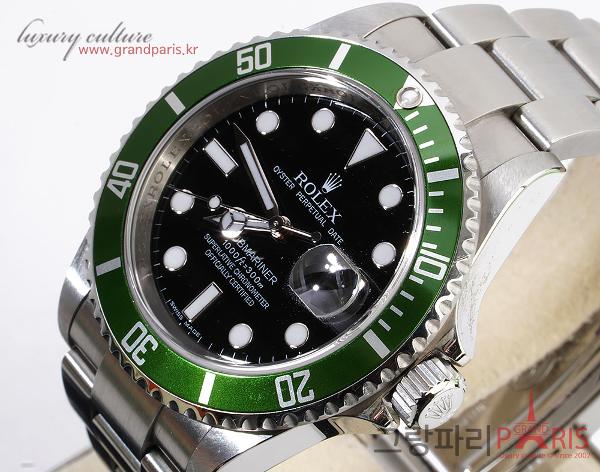 로렉스 서브마리너 데이트 그린 40mm 16610LV 