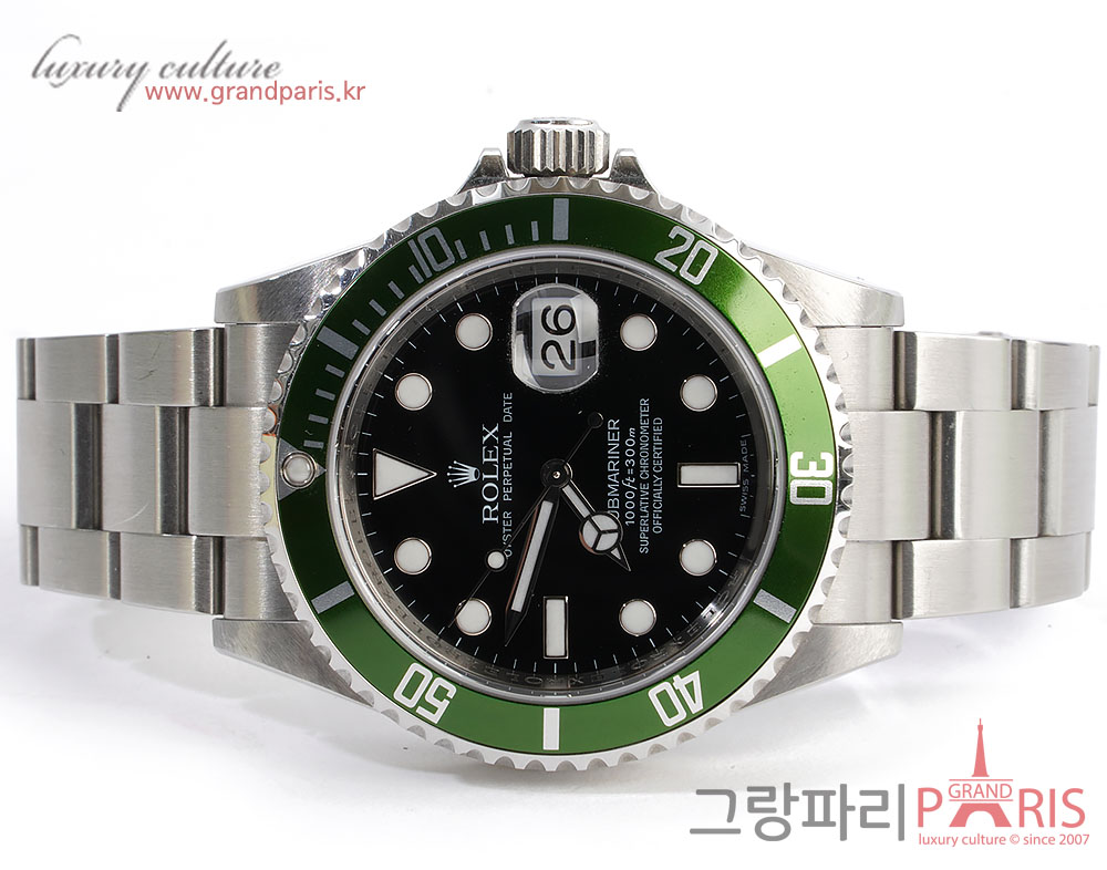 로렉스 서브마리너 데이트 그린 40mm 16610LV 