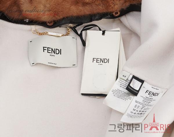 펜디 샌드 브라운 밍크 포켓 카라 케이프 코트 44