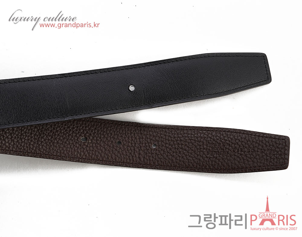 에르메스 H버클 블랙 초코브라운 금장 남성 벨트 95 X 