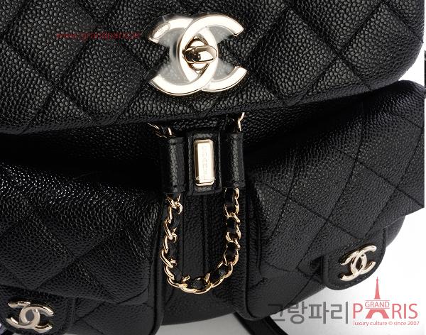 샤넬 투포켓 미듐 듀마 백팩 블랙 샴페인골드