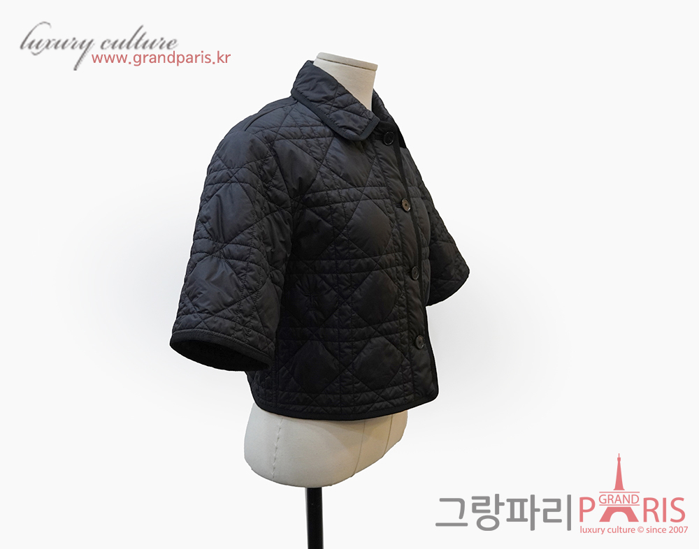 디올 블랙 까나쥬 퀼팅 반팔 자켓	S