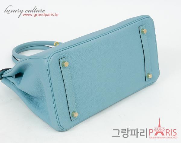 에르메스 벌킨 30 블루 아톨 금장 T