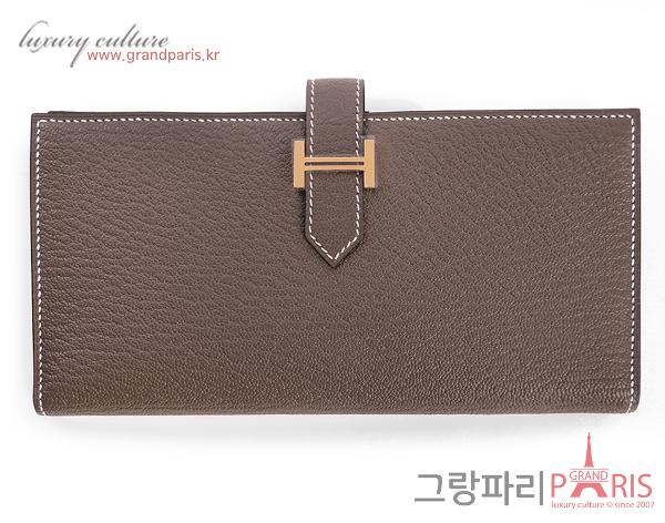 에르메스 베안 장지갑 에토프 금장 U 
