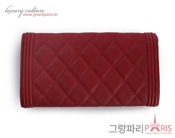샤넬 레드 캐비어 보이 장지갑