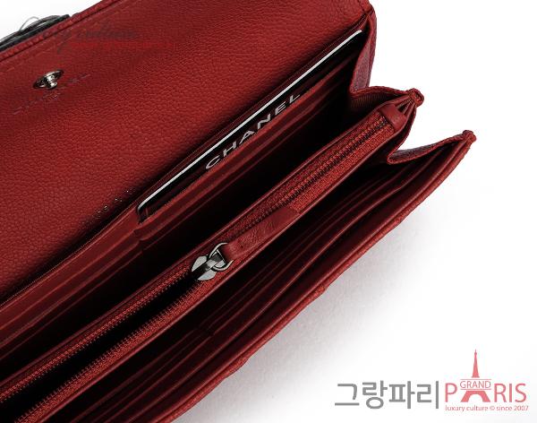 샤넬 레드 캐비어 보이 장지갑