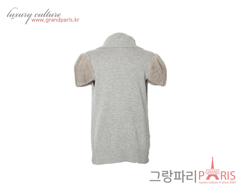 셀린느 그레이 캐시미어 밍크 반팔 상의 L