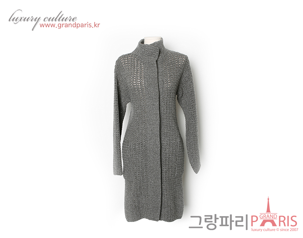 샤넬 그레이 퍼프 니트 가디건 38