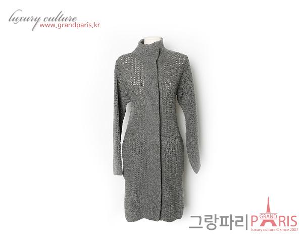 샤넬 그레이 퍼프 니트 가디건 38