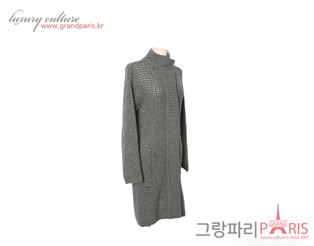 샤넬 그레이 퍼프 니트 가디건 38