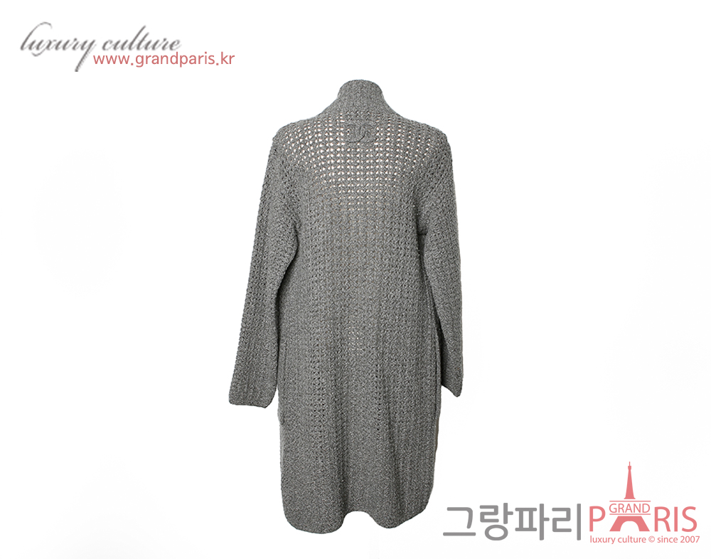 샤넬 그레이 퍼프 니트 가디건 38