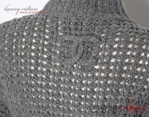 샤넬 그레이 퍼프 니트 가디건 38