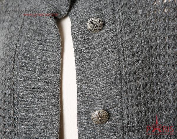 샤넬 그레이 퍼프 니트 가디건 38