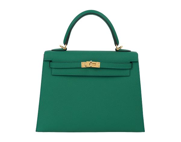 에르메스 셀리에 켈리 25 베르트 제이드 금장 U