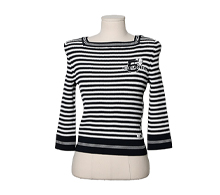 샤넬 네이비 화이트 마린 스트라이프 7부 소매 상의 38 보러가기