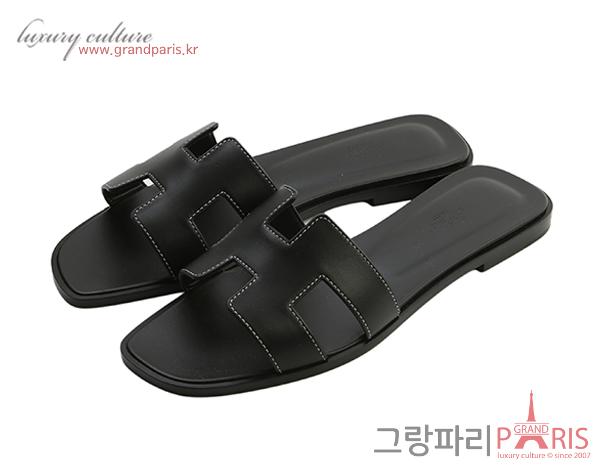 에르메스 오란 슬리퍼 블랙 38