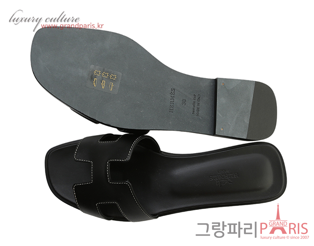 에르메스 오란 슬리퍼 블랙 38