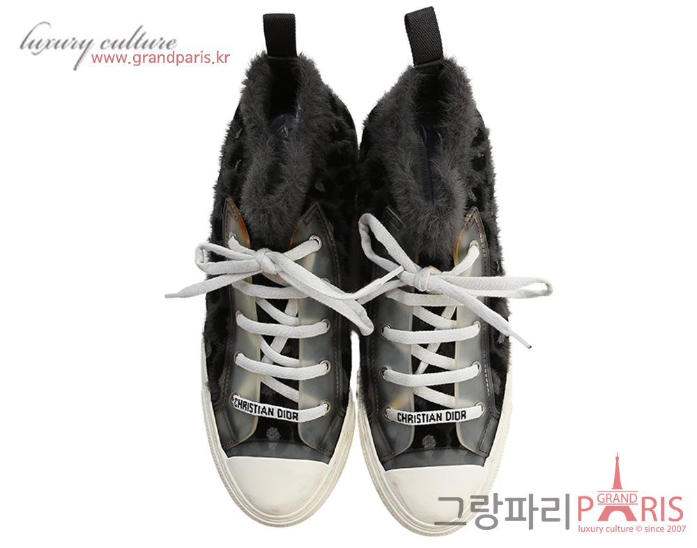 디올 Walk'n dior sneaker mizza 그레이 퍼 이펙트 니트 스니커즈 43