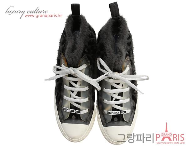 디올 Walk'n dior sneaker mizza 그레이 퍼 이펙트 니트 스니커즈 43