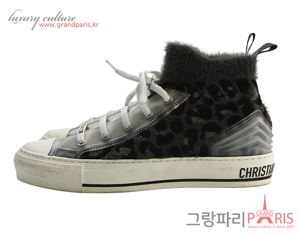 디올 Walk'n dior sneaker mizza 그레이 퍼 이펙트 니트 스니커즈 43