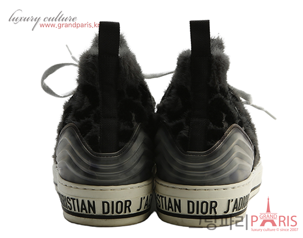디올 Walk'n dior sneaker mizza 그레이 퍼 이펙트 니트 스니커즈 43