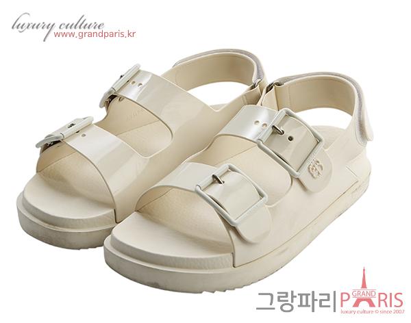 구찌 화이트 베이지 러버 샌들 38