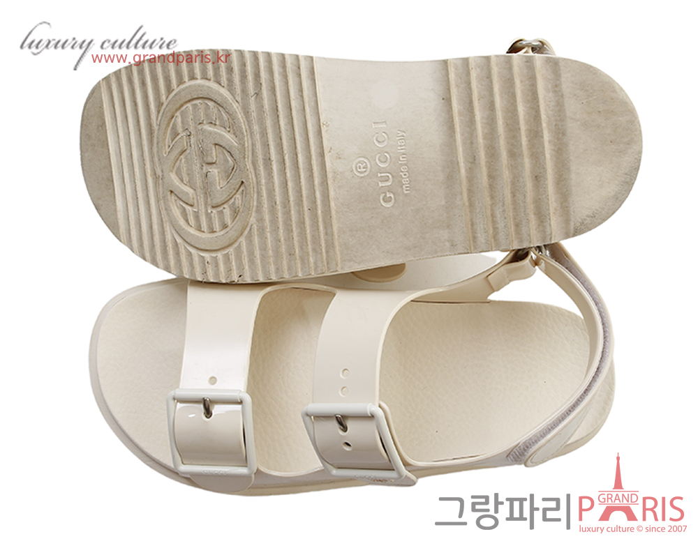 구찌 화이트 베이지 러버 샌들 38