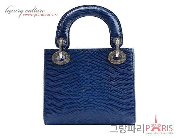 디올 레이디 디올 블록 참 미니 토트백 리쟈드 블루