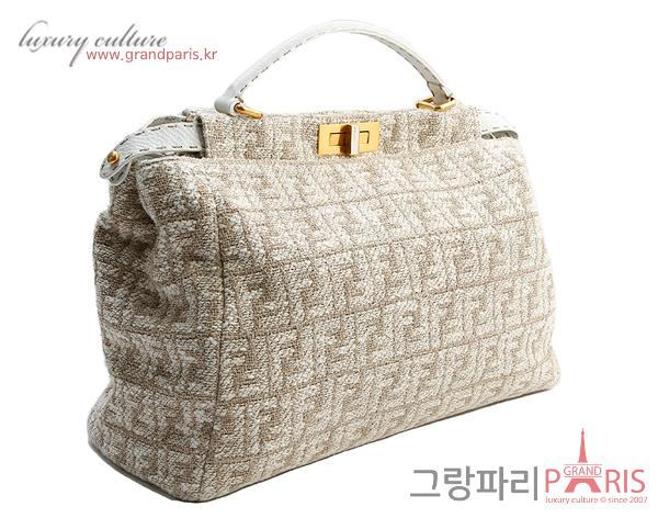 펜디 셀러리아 피카부 라지 탑 핸들링 백 베이지 금장