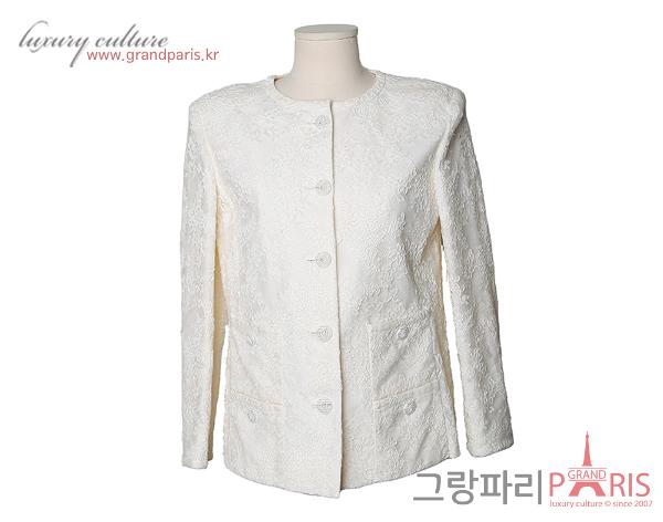 샤넬 아이보리 레이스 자켓 38